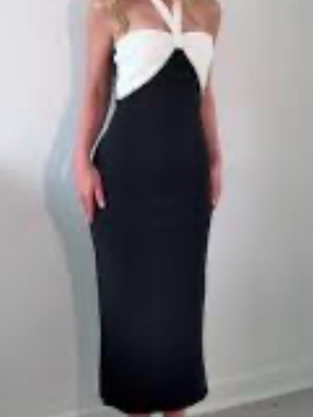 Zara Black and White Halter Midi Dress